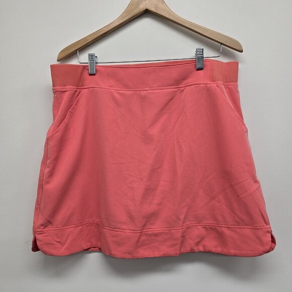 32 Degrees Cool Skort Elastic Stretch Waist Comfort Pockets Shorts Coral Large - Picture 1 of 7